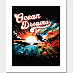 Ocean Dream Scuba Diver Design Posters and Art